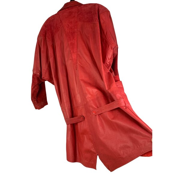 Rare VTG 80s Clifford Olson Red Leather Coat Hikable Sleeves M/L RW10345 - Picture 11 of 16